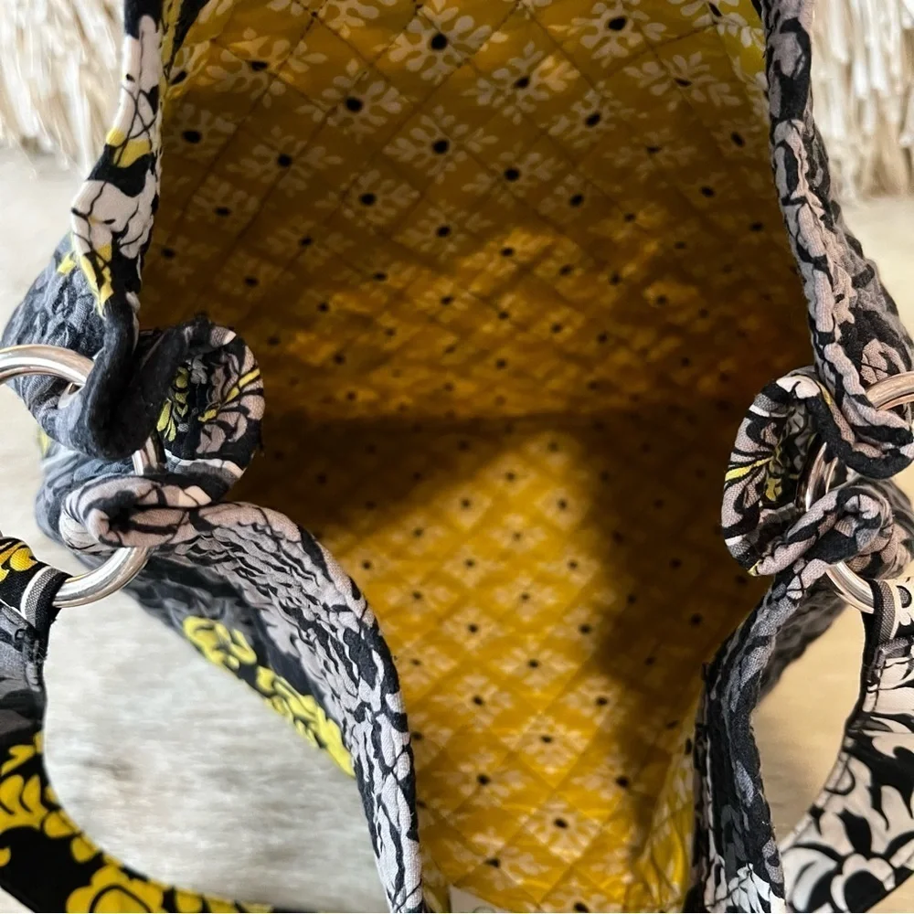 VERA BRADLEY Baroque 2010 Holiday Tote Black Yellow White 1 Strap Shoulder Bag